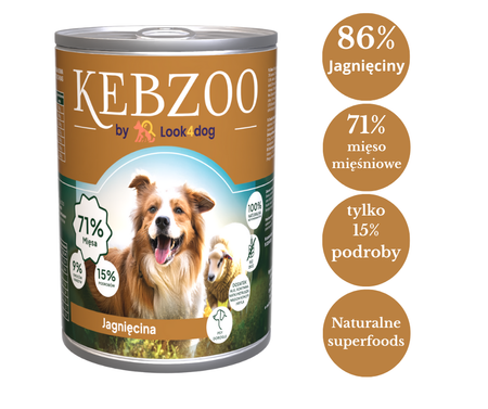 Karma Look4dog CARE królik 6 kg + KEBZOO jagnięcina 3x400g