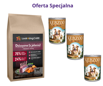 Karma Look4dog CARE Jeleń + KEBZOO jagnięcina 3x400g